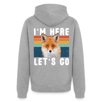 Fox - Unisex Premium Organic Zip Hoodie - heather grey - Back - Nico (187cm)