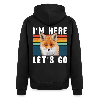 Fox - Unisex Premium Organic Zip Hoodie - black - Back - Nico (187cm)