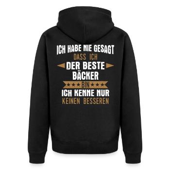 Bäcker Bäckerin Bäckerei Beruf Spruch - Unisex Premium Bio Zip Hoodie - Schwarz - Hinten - Nico (187cm)
