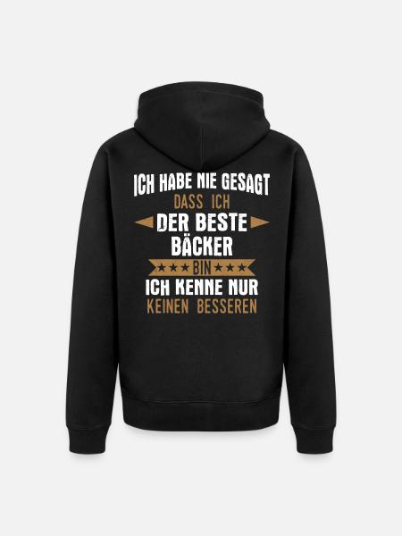 Bäcker Bäckerin Bäckerei Beruf Spruch - Unisex Premium Bio Zip Hoodie - Schwarz