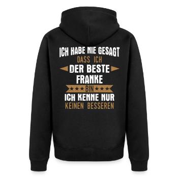 Franken Franke Fränkin Fränkisch Heimat Spruch - Unisex Premium Bio Zip Hoodie - Schwarz - Hinten - Nico (187cm)