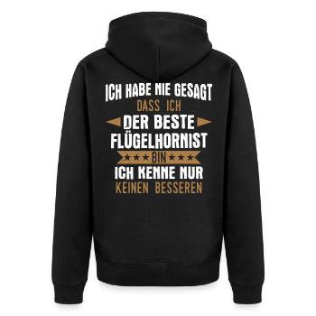 Flügelhornist Flügelhorn Horn Instrument Spruch - Unisex Premium Bio Zip Hoodie - Schwarz - Hinten - Nico (187cm)