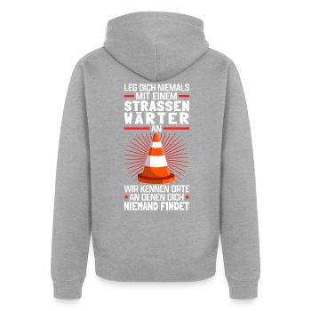 Straßenwärter kennen Orte Straßenwart - Unisex Premium Bio Zip Hoodie - Grau meliert - Hinten - Nico (187cm)