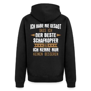 Schafkopfen Schafkopf Kartenspiel Spruch - Unisex Premium Bio Zip Hoodie - Schwarz - Hinten - Nico (187cm)