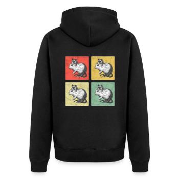 Degu Vintage chilenisches Nagetier Degu - Unisex Premium Bio Zip Hoodie - Schwarz - Hinten - Nico (187cm)