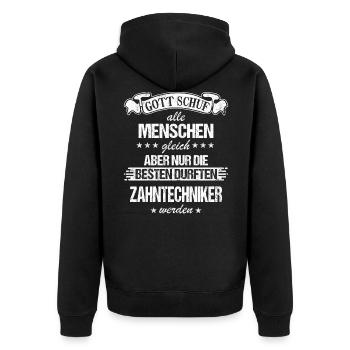 Zahntechniker Zahntechnik Zahnarzt Spruch - Unisex Premium Bio Zip Hoodie - Schwarz - Hinten - Nico (187cm)