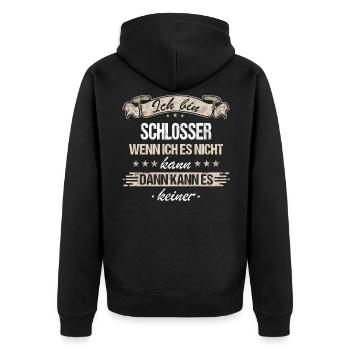 Schlosser Metallbauer Schlossermeister Spruch - Unisex Premium Bio Zip Hoodie - Schwarz - Hinten - Nico (187cm)