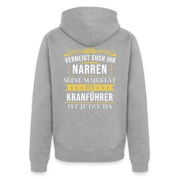 Kranführer Kran Baustelle Kranfahrer Spruch - Unisex Premium Bio Zip Hoodie - Grau meliert - Hinten - Nico (187cm)