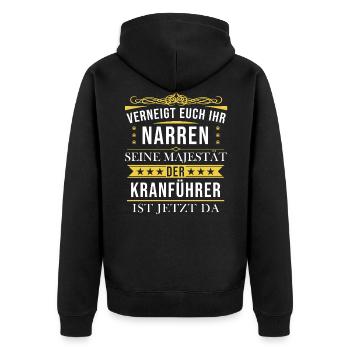 Kranführer Kran Baustelle Kranfahrer Spruch - Unisex Premium Bio Zip Hoodie - Schwarz - Hinten - Nico (187cm)