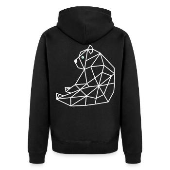Bear Geometric Line - Unisex Premium Organic Zip Hoodie - black - Back - Nico (187cm)