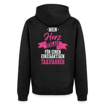 Taxifahrer Taxi Chauffeur Spruch - Unisex Premium Bio Zip Hoodie - Schwarz - Hinten - Nico (187cm)
