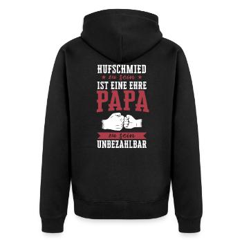 Hufschmied Hufe Schmied Tierhufen Hufeisen Spruch - Unisex Premium Bio Zip Hoodie - Schwarz - Hinten - Nico (187cm)
