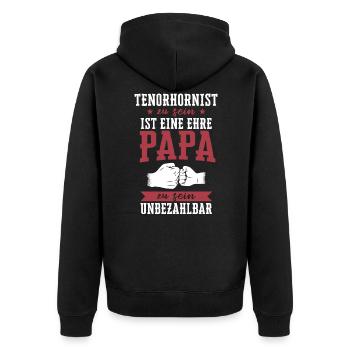 Tenorhorn Blasinstrument Tenorhornist Spruch - Unisex Premium Bio Zip Hoodie - Schwarz - Hinten - Nico (187cm)