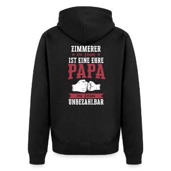 Zimmerer Zimmermann Handwerker Schreiner Spruch - Unisex Premium Bio Zip Hoodie - Schwarz - Hinten - Nico (187cm)