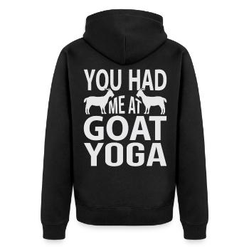 You Had Me At Goat Yoga - Unisex Premium Organic Zip Hoodie - black - Back - Nico (187cm)