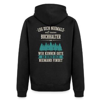 Buchhalter Buchhaltung Finanzbuchhaltung Spruch - Unisex Premium Bio Zip Hoodie - Schwarz - Hinten - Nico (187cm)