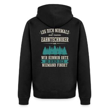 Zahntechniker Zahntechnik Zahnarzt Spruch - Unisex Premium Bio Zip Hoodie - Schwarz - Hinten - Nico (187cm)