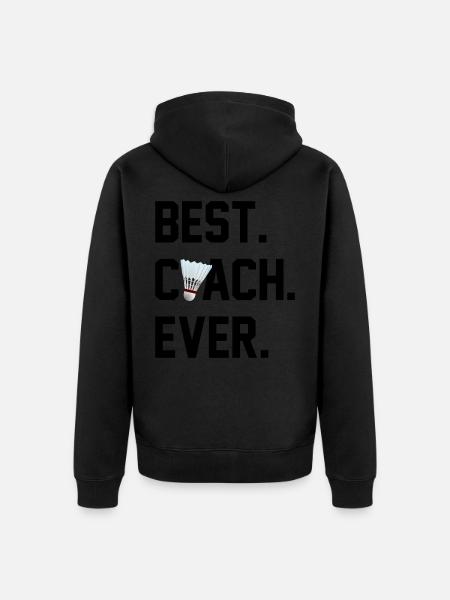 BESTER TRAINER BADMINTON - Unisex Premium Bio Zip Hoodie - Schwarz