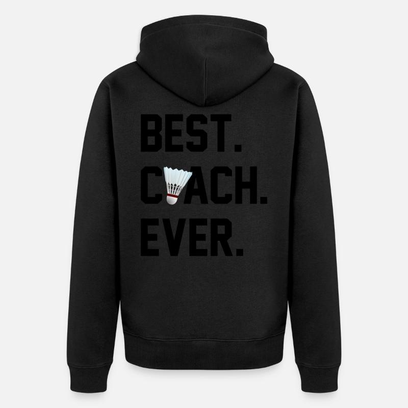 BESTER TRAINER BADMINTON - Unisex Premium Bio Zip Hoodie - Schwarz