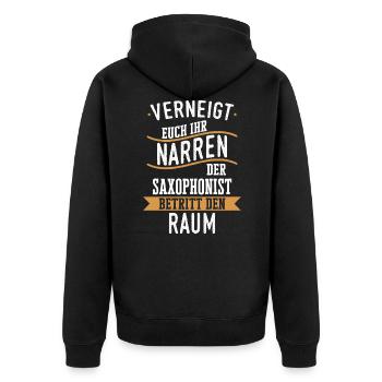 Saxophone Saxophonist Instrument Spruch - Unisex Premium Bio Zip Hoodie - Schwarz - Hinten - Nico (187cm)