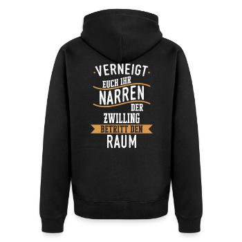 Zwilling Zwillinge Bruder Schwester Spruch - Unisex Premium Bio Zip Hoodie - Schwarz - Hinten - Nico (187cm)