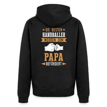 Handball Handballer Handballspieler Spruch - Unisex Premium Bio Zip Hoodie - Schwarz - Hinten - Nico (187cm)