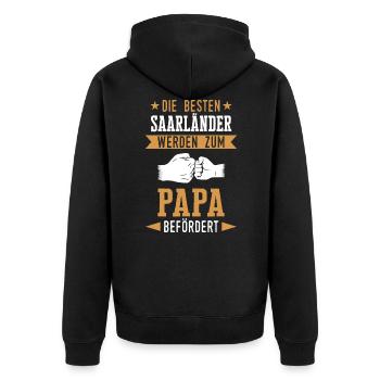 Saarland Saarländerin Saarländer Spruch - Unisex Premium Bio Zip Hoodie - Schwarz - Hinten - Nico (187cm)