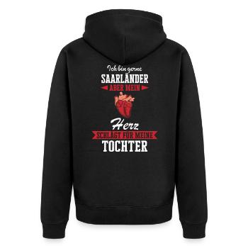 Saarland Saarländerin Saarländer Spruch - Unisex Premium Bio Zip Hoodie - Schwarz - Hinten - Nico (187cm)