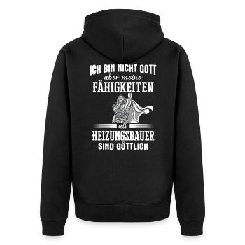 Heizungsbauer Heizungsbau Bauarbeiter Beruf Spruch - Unisex Premium Bio Zip Hoodie - Schwarz - Hinten - Nico (187cm)