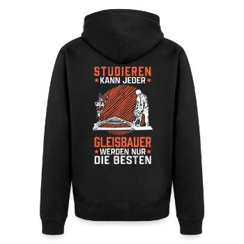 Gleisbauer studieren Weichenmechaniker Gleisbau - Unisex Premium Bio Zip Hoodie - Schwarz - Hinten - Nico (187cm)