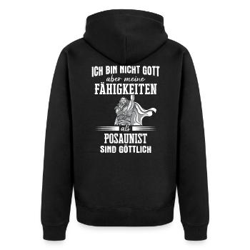 Posaune Posaunist Instrument Spruch - Unisex Premium Bio Zip Hoodie - Schwarz - Hinten - Nico (187cm)