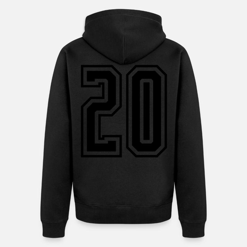 20 Zahl nummer - Unisex Premium Bio Zip Hoodie - Schwarz
