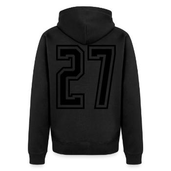 27 Zahl nummer - Unisex Premium Bio Zip Hoodie - Schwarz - Hinten - Nico (187cm)