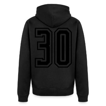 30 Number number - Unisex Premium Organic Zip Hoodie - black - Back - Nico (187cm)