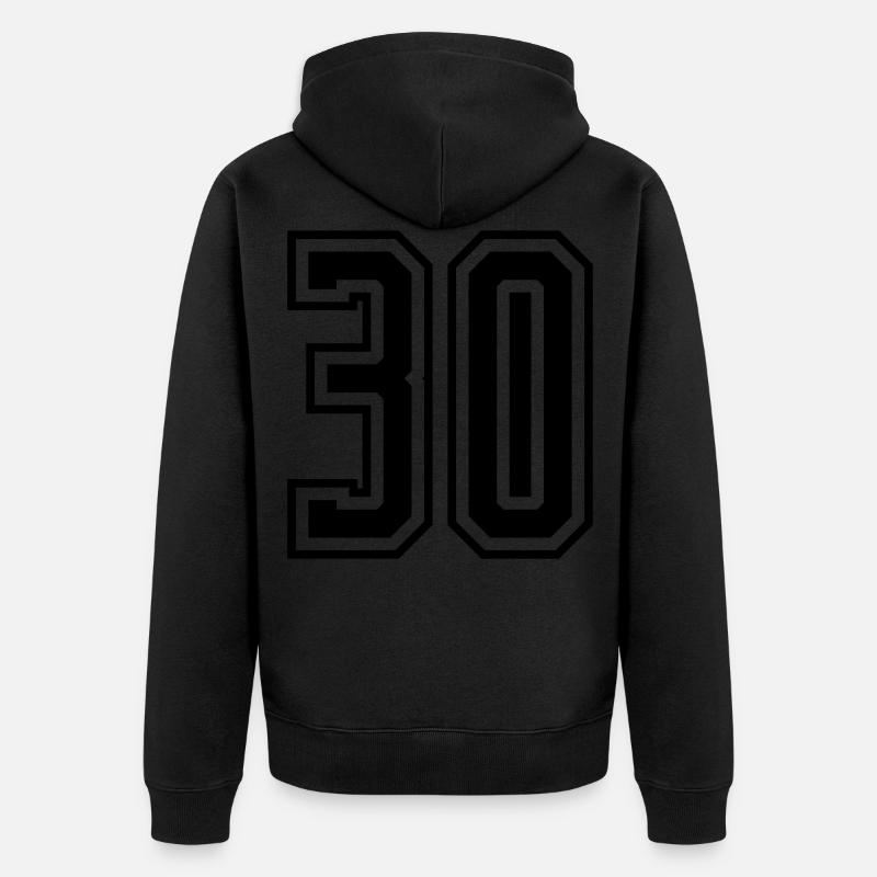 30 Zahl nummer - Unisex Premium Bio Zip Hoodie - Schwarz