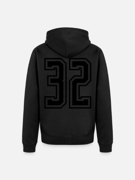 32 Number number - Unisex Premium Organic Zip Hoodie - black