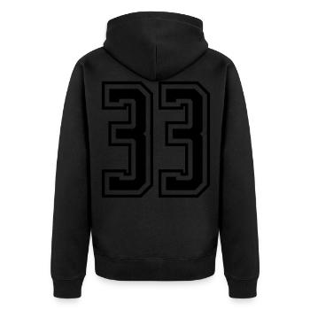 33 Number number - Unisex Premium Organic Zip Hoodie - black - Back - Nico (187cm)