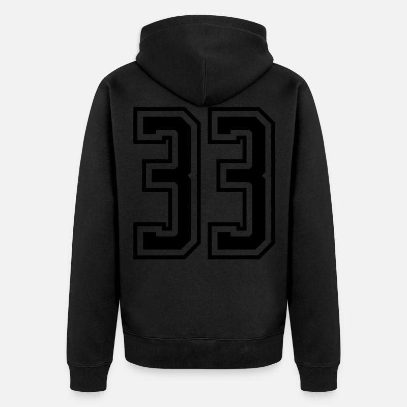 33 Zahl nummer - Unisex Premium Bio Zip Hoodie - Schwarz