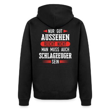 Schlagzeug Schlagzeuger Drummer Instrument Spruch - Unisex Premium Bio Zip Hoodie - Schwarz - Hinten - Nico (187cm)