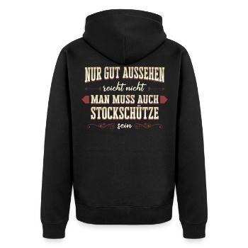 Stockschießen Eisstockschießen Eisstock Spruch - Unisex Premium Bio Zip Hoodie - Schwarz - Hinten - Nico (187cm)