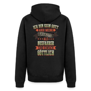 Busfahrer Busfahrerin Bus Reisebus Beruf Spruch - Unisex Premium Bio Zip Hoodie - Schwarz - Hinten - Nico (187cm)