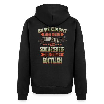 Schlagzeug Schlagzeuger Drummer Instrument Spruch - Unisex Premium Bio Zip Hoodie - Schwarz - Hinten - Nico (187cm)