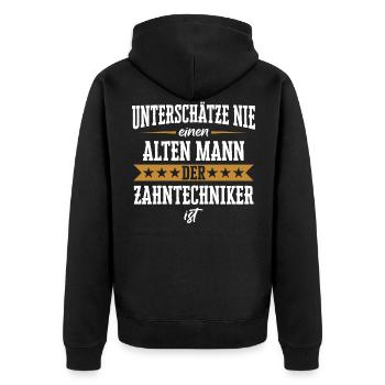 Zahntechniker Zahntechnik Zahnarzt Spruch - Unisex Premium Bio Zip Hoodie - Schwarz - Hinten - Nico (187cm)