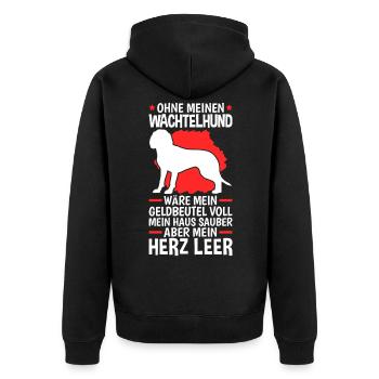 Ohne meinen Wachtelhund Deutscher Wachtel - Unisex Premium Bio Zip Hoodie - Schwarz - Hinten - Nico (187cm)