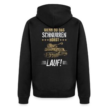 Panzer Tiger Kampfpanzer Weltkrieg Spruch - Unisex Premium Bio Zip Hoodie - Schwarz - Hinten - Nico (187cm)
