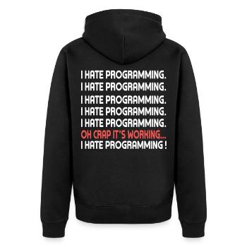 PC Programming Coding Program Internet Computer - Unisex Premium Organic Zip Hoodie - black - Back - Nico (187cm)
