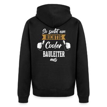 Bauleiter Bauleiterin Bauarbeiter Beruf Spruch - Unisex Premium Bio Zip Hoodie - Schwarz - Hinten - Nico (187cm)