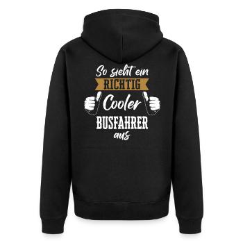 Busfahrer Busfahrerin Bus Reisebus Beruf Spruch - Unisex Premium Bio Zip Hoodie - Schwarz - Hinten - Nico (187cm)