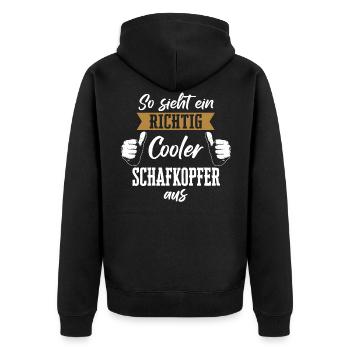 Schafkopfen Schafkopf Kartenspiel Spruch - Unisex Premium Bio Zip Hoodie - Schwarz - Hinten - Nico (187cm)
