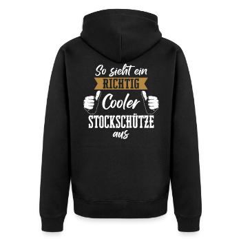 Stockschießen Eisstockschießen Eisstock Spruch - Unisex Premium Bio Zip Hoodie - Schwarz - Hinten - Nico (187cm)